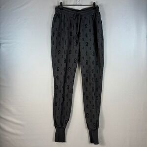 Cara Loren Gray Keyhole Monogram Print Joggers Cotton Sweatpants Womens Small